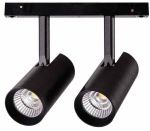 Czarny podwójny reflektor na szynoprzewód magnetyczny Alfa Azzardo AZ4838 Makita LED 2x7W 3000-6000K Bluetooth 40stopni