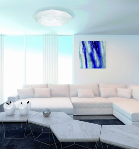 Lampa sufitowa plafon geometryczny nowoczesny biały z drobinkami Mantra 5971 Diamante LED 36W 5000K 40cm