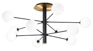 Czarno mosiężna lampa wisząca białe szklane kule Ideal Lux 273693 Cosmopolitan pl10 10xG9
