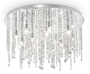 Żyrandol okrągła lampa sufitowa z ozdobnymi wisiorkami Ideal Lux 053004 Royal pl12 12xG9 60cm