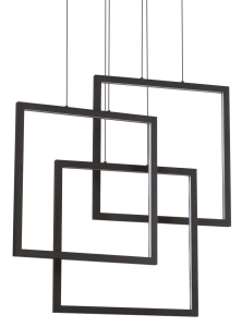 Czarna lampa wisząca trzy kwadraty Ideal Lux 269375 Frame sp quadrato LED 80W 3000K