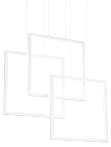 Biała lampa wisząca trzy kwadraty Ideal Lux 253596 Frame sp quadrato LED 80W 3000K