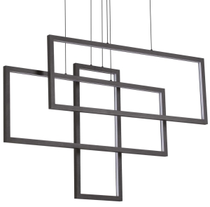 Czarna lampa wisząca trzy prostokąty Ideal Lux 269382 Frame sp rettangolo LED 93W 3000K
