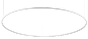 Okrągła biała smukła lampa wisząca na linkach Ideal Lux 265957 Oracle slim sp d150 round 3000K on-off LED 89W 150cm