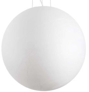 Biała kula lampa wisząca klosz z powłoką imitującą papier Ideal Lux 272139 Carta sp1 d60 E27 60cm