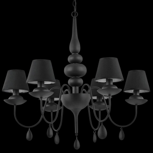 Czarny szeroki żyrandol z abażurami i kryształami Ideal Lux 111872 Blanche 6xE14 75cm x 120cm