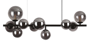 Żyrandol lampa wisząca czarny drążek poziomy kule z przydymionego szkła Ideal Lux 271408 Perlage sp10 10xG9