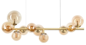 Żyrandol lampa wisząca drążek poziomy szklane bursztynowe kule Ideal Lux 322766 Perlage sp10 10xG9