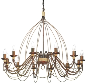 Żyrandol rustykalny metalowy z efektem postarzania Ideal Lux 097671 Corte sp12 12xE14