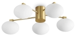 Lampa sufitowa żyrandol pięcioramienny satynowy mosiądz ze szklanymi białymi kulami Ideal Lux 316697 Hermes pl5 d60 5xG9