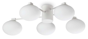 Biała lampa sufitowa żyrandol piecioramienny ze szklanymi kulami Ideal Lux 322698 Hermes pl5 d60 5xG9