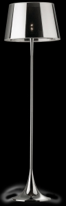 Chromowana wysoka lampa podłogowa z abażurem Ideal Lux 032382 London E27 50cm x 174cm