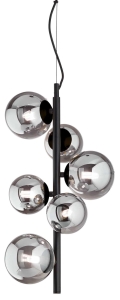 Lampa wisząca czarna pionowa listwa kule z przydymionego szkła Ideal Lux 271422 Perlage sp6 6xG9