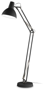 Czarna metalowa lampa podłogowa z regulowanym ramieniem Ideal Lux 265292 Wally pt1 E27