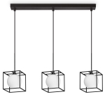 Czarna lampa wisząca trzy szklane kule w metalowych kostkach Ideal Lux 327846 Lingotto sp3 single 3xG9