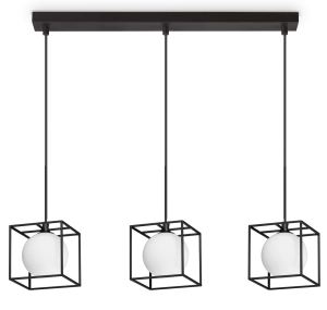 Czarna lampa wisząca trzy szklane kule w metalowych kostkach Ideal Lux 327846 Lingotto sp3 single 3xG9