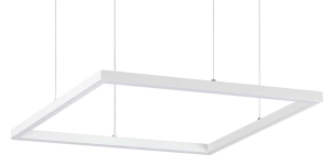 Biała lampa wisząca cienka kwadratowa ramka na linkach Ideal Lux 259154 Oracle slim sp d050 square 3000K on-off LED 33W