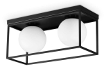 Lampa sufitowa czarna metalowa rama dwie białe szklane kule Ideal Lux 304137 Lingotto pl2 2xE14