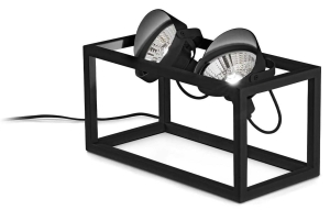 Czarna lampa podłogowa sześcian z dwoma reflektorami Ideal Lux 279312 Audio pt2 h019 2xGU10