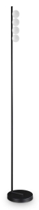 Metalowa lampa podłogowa czarna klosze cztery akrylowe kule Ideal Lux 313313 Ping pong pt4 LED 12W 3000K