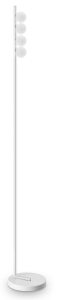 Metalowa lampa podłogowa biała klosze cztery akrylowe kule Ideal Lux 328317 Ping pong pt4 LED 12W 3000K