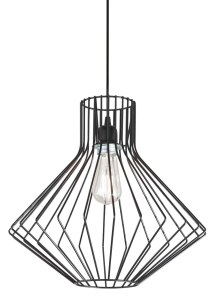 Czarna metalowa lampa wisząca ażurowa z drutu Ideal Lux 167497 Ampolla-4 sp1 E27