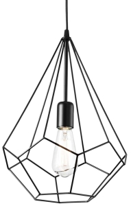 Czarna lampa wisząca druciana diament Ideal Lux 148175 Ampolla-2 sp1 E27 30cm