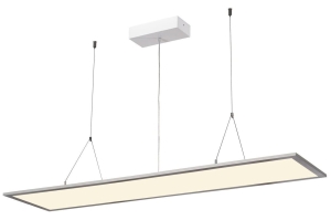 Szara płaska ledowa prostokątna lampa wisząca do biura SLV 1003050 I-Pendant 43W 3000K Dali 80stopni 119,5cm
