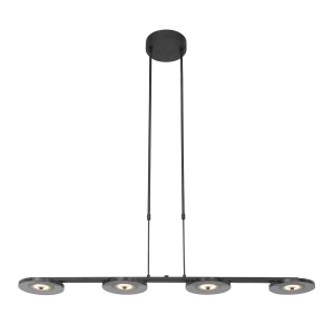 Czarna ściemniana lampa wisząca listwa z okrągłymi spodkami Steinhauer 3512ZW Turound LED 4x10W 2700-4000K CRI90 120cm