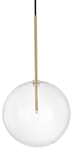 Mosiężna lampa wisząca metalowy korpus i duża szklana transparentna kula Ideal Lux 277394 Equinoxe sp1 d25 G4 25cm