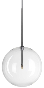 Chromowana lampa wisząca metalowy korpus i duża szklana transparentna kula Ideal Lux 306551 Equinoxe sp1 d25 G4 25cm