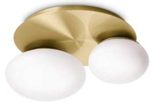 Biało-mosiężna lampa sufitowa z dwoma szklanymi kloszem Ideal Lux 293653 Ninfea pl2 2xGX53