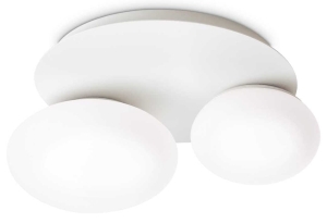 Biała lampa sufitowa z dwoma szklanymi kloszem Ideal Lux 306957 Ninfea pl2 2xGX53