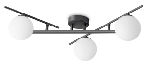 Lampa sufitowa trzy białe szklane kule czarna metalowa rama z regulowanymi ramionami Ideal Lux 311357 Atlas pl3 3xG9