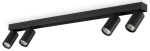 Czarna lampa sufitowa cztery regulowane reflektory na listwie Ideal Lux 328195 Profilo pl4 4xGU10