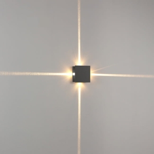 Czarny kinkiet kostka z wąską linią światła w cztery strony Elkim Lighting 616004103 Mollis LED 4x1W 3000K