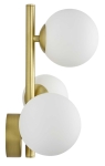 Biało-mosiężna lampa ścienna szklane kule na metalowej ramie kinkiet Ideal Lux 283784 Perlage ap3 3xG9