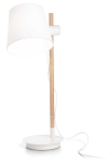 Biała lampa stołowa z elementami drewnianymi klosz z regulacją wysokości Ideal Lux 282091 Axel tl1 E27