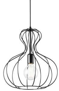 Czarna owalna lampa wisząca druciana Ideal Lux 148502 Ampolla-1 sp1 E27 35cm