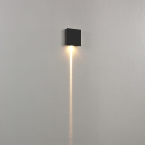 Czarny płaski kinkiet kostka z wąskim strumieniem światła w jedną stronę Elkim Lighting 616001203 Mollis LED 1W 4000K