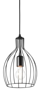 Czarna lampa wisząca druciana  Ideal Lux 148151 Ampolla-2 sp1 E27 20.5cm