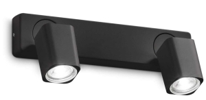Czarna kwadratowa lampa sufitowa z dwoma punktowymi reflektorami Ideal Lux 321509 Rudy ap2 square 2xGU10