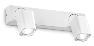 Biała kwadratowa lampa sufitowa z dwoma punktowymi reflektorami Ideal Lux 294803 Rudy ap2 square 2xGU10