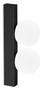 Czarna lampa ścienna kinkiet dwie kule akrylowe na listwie Ideal Lux 313252 Ping pong ap2 LED 6W 3000K