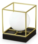 Mosiężno-czarna mała lampa stołowa kula szklana w ramie metalowej Ideal Lux 259222 Lingotto tl1 small G9