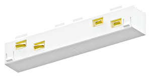 Biały łącznik elektroniczny prosty  uniwersalny do szyn magnetycznych AQForm Multitrack SMASUDAW