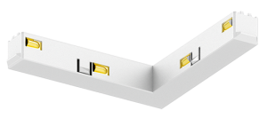 Biały łącznik elektroniczny L uniwersalny do szyn magnetycznych AQForm Multitrack SMPLUDAW