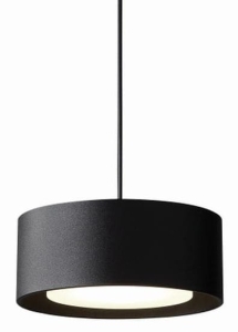 Mała czarna okrągła lampa wisząca z czarnym przewodem Elkim Lighting 522901103 Braket LED 6W 3000K 14,8cm