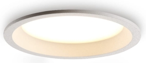 Biała okrągła lampa podtynkowa Elkim Lighting 293103102 Sun LED 20W 3000K 110stopni IP44 17,5cm