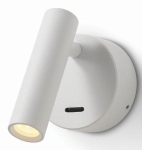 Biały kinkiet do czytania z włącznikiem Elkim Lighting 633001102 Kent LED 3W 3000K 30stopni